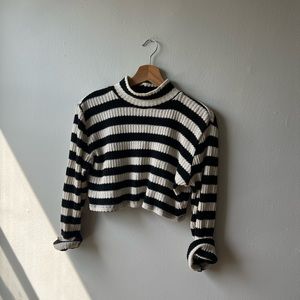 ZARA CROPPED STRIPED SWEATER - MINI TURTLENECK⛓️🖤